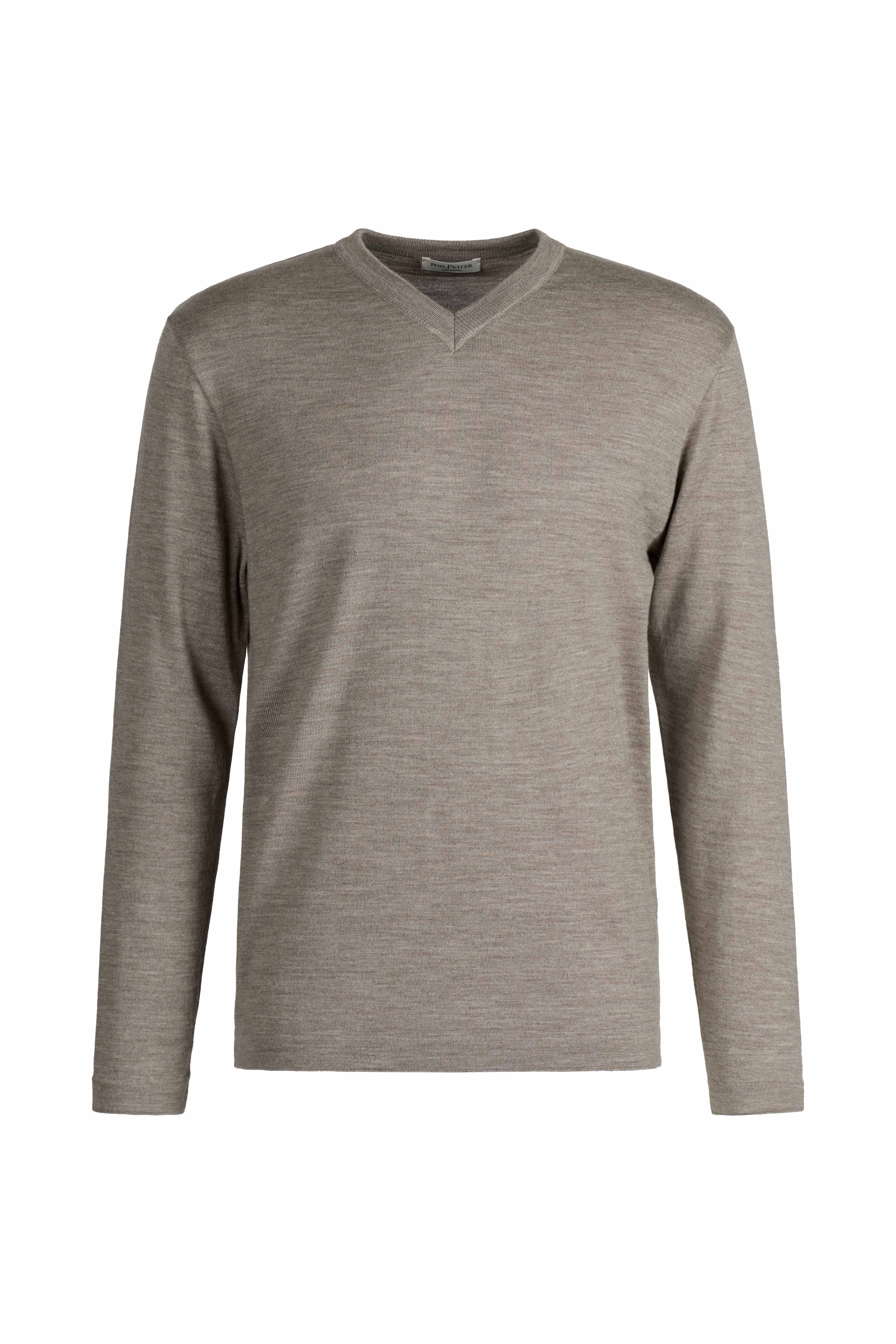 V-neck sweater made of extra-fine Merino silk, regular fit