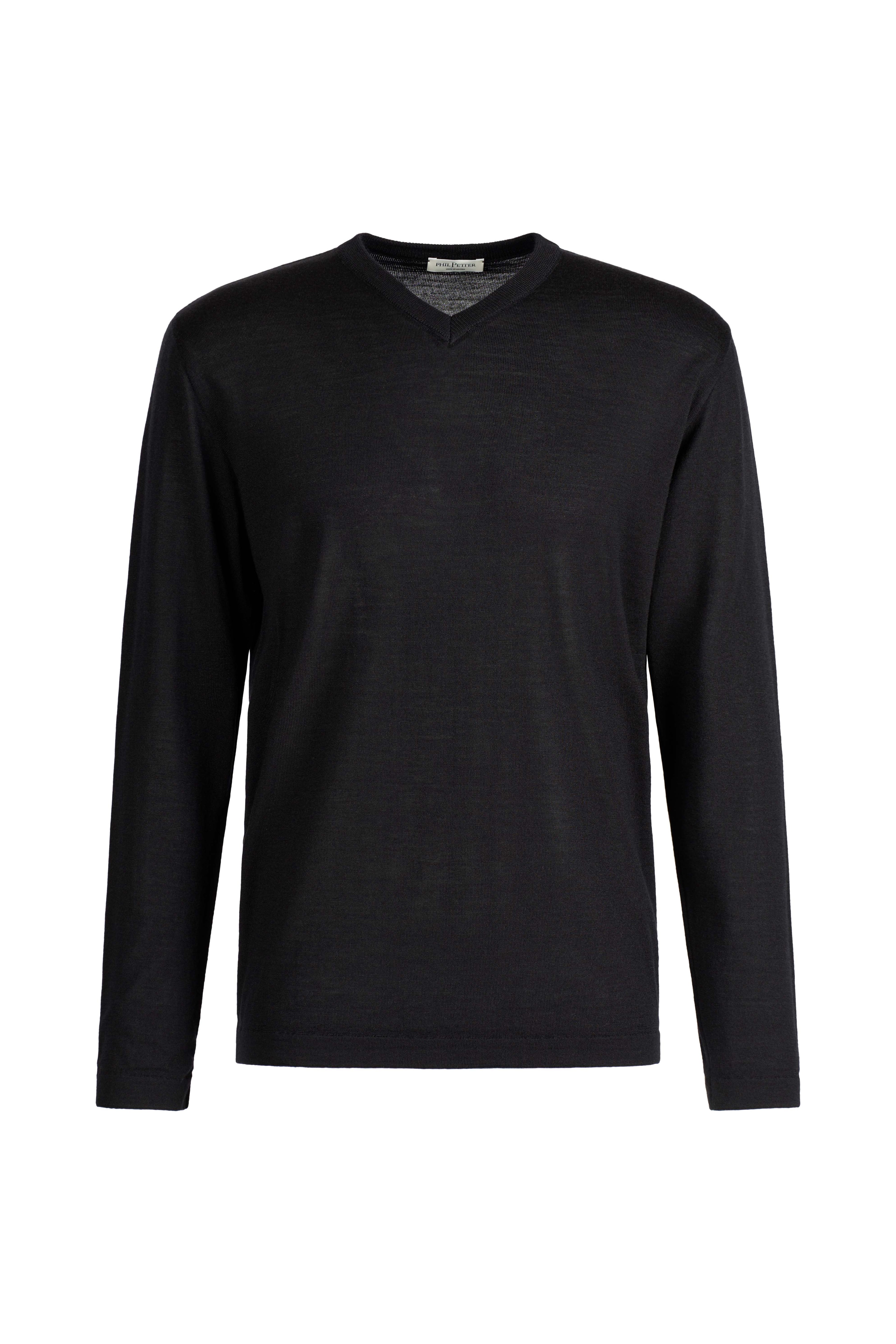 V-neck sweater made of extra-fine Merino silk, regular fit