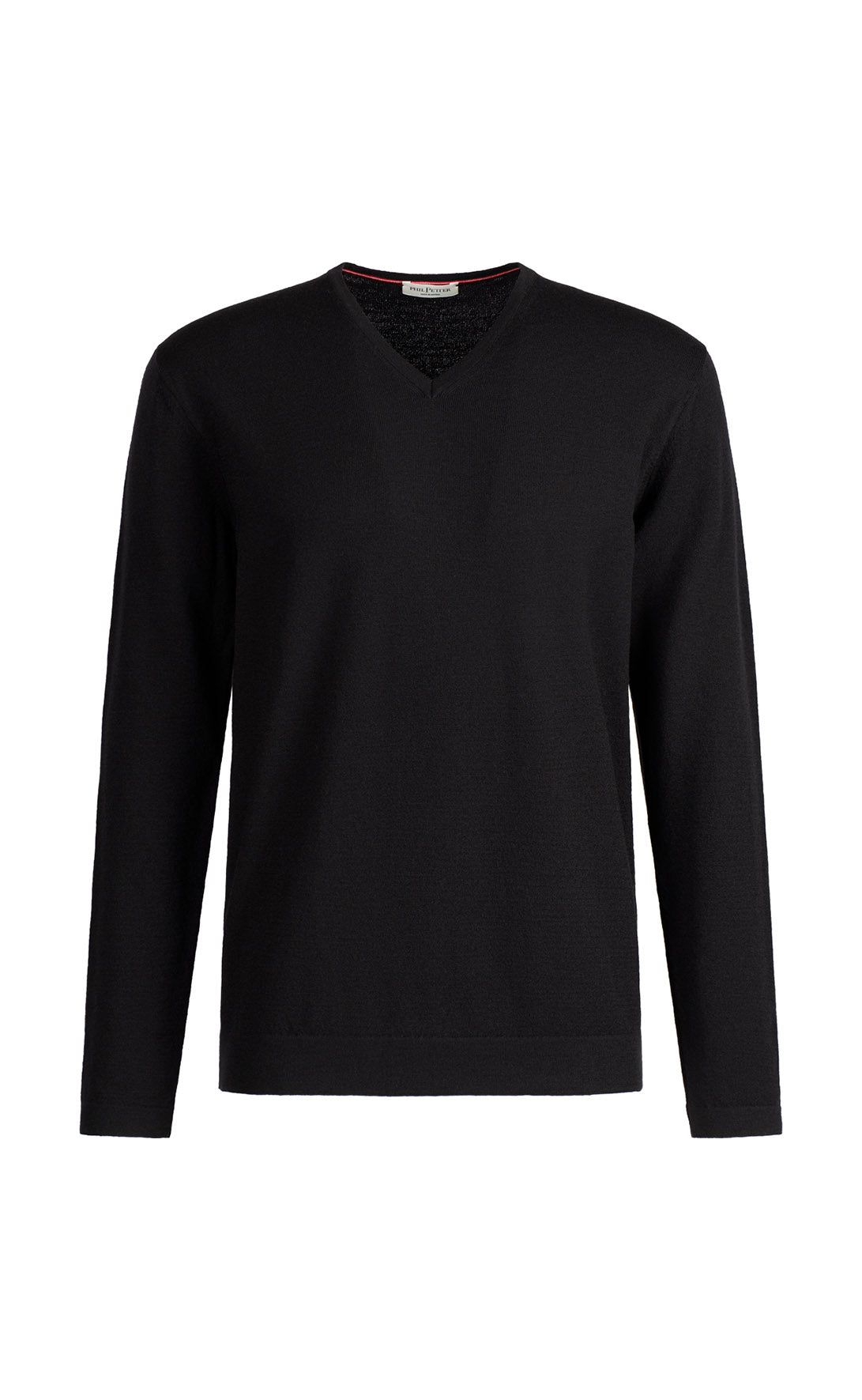 Merino wool V-neck sweater with functional stretch content