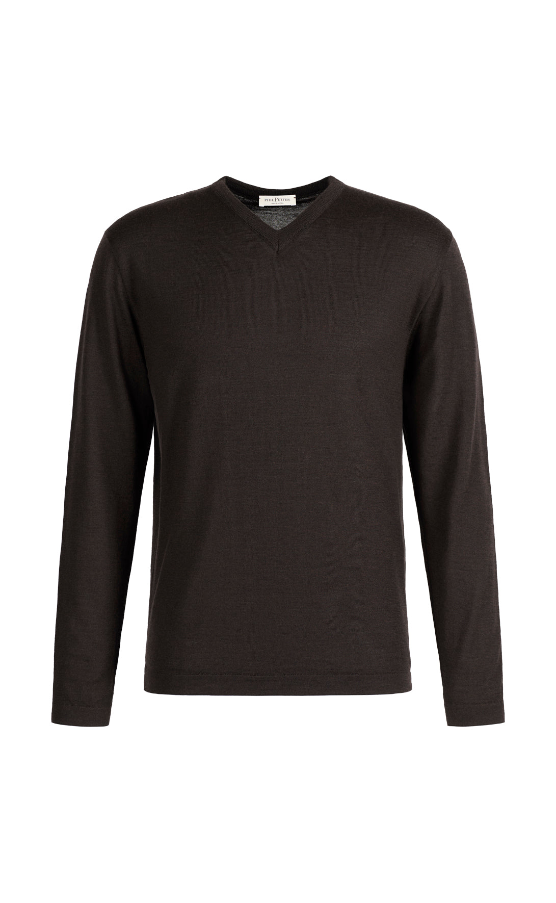 Elegant V-neck sweater in a premium yarn blend: merino wool and silk, regular fit