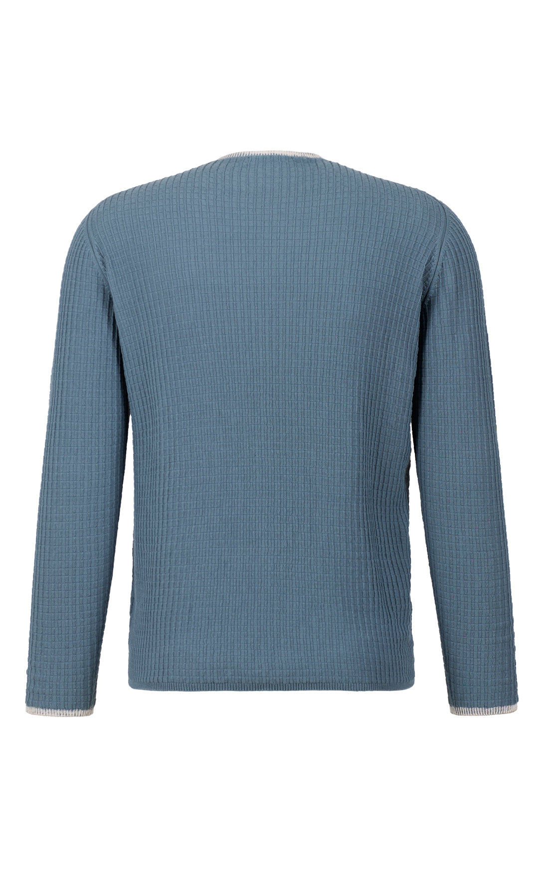 Unique: seamless round neck sweater in 3D knit, with color corrosion, made of the finest cotton, relaxed fit