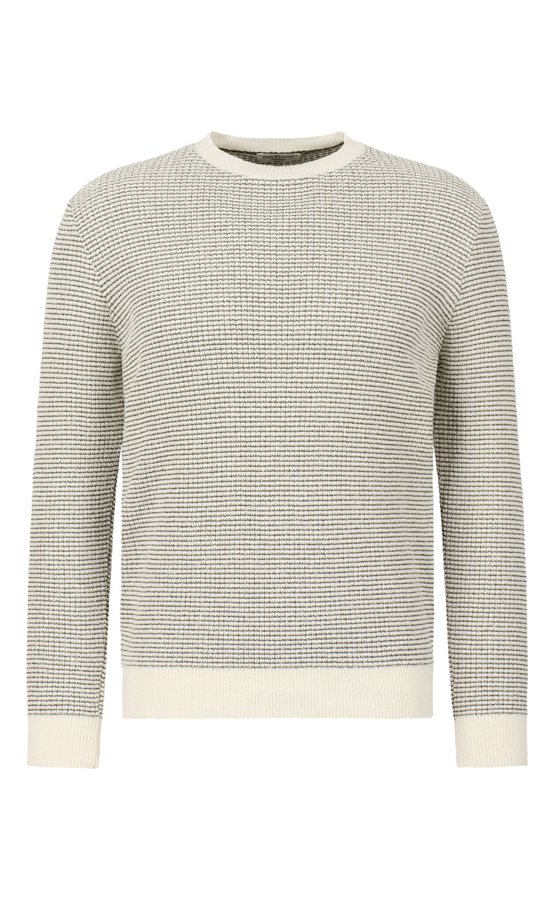 Round neck sweater made of light cotton bouclé and cooling cotton