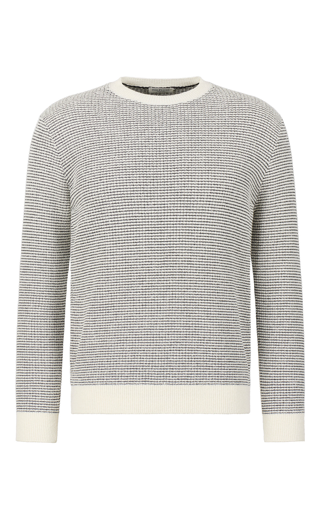 Round neck sweater made of light cotton bouclé and cooling cotton