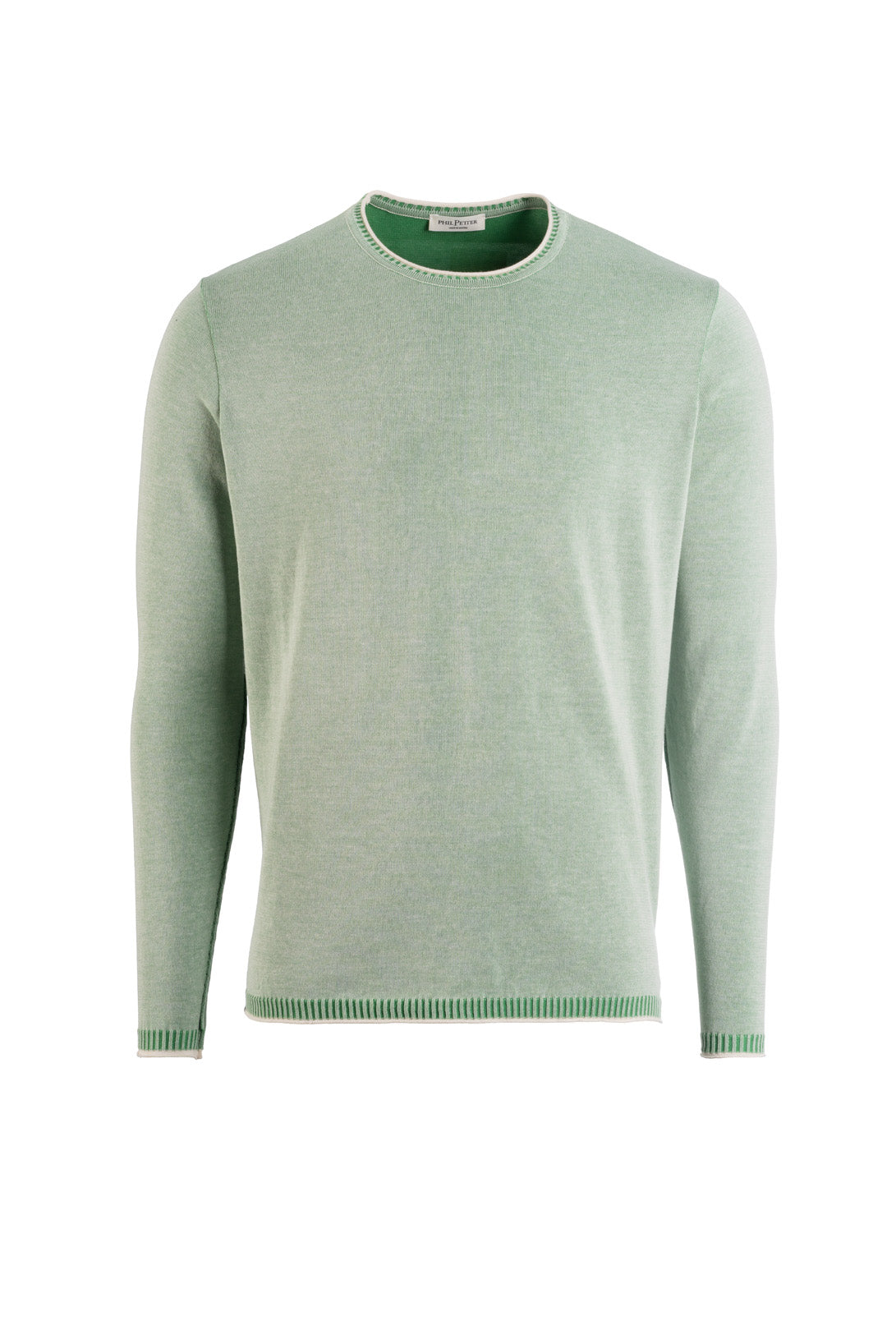 Supersofter, plattierter Rundhalspullover aus feinster Baumwolle, Relaxed Fit