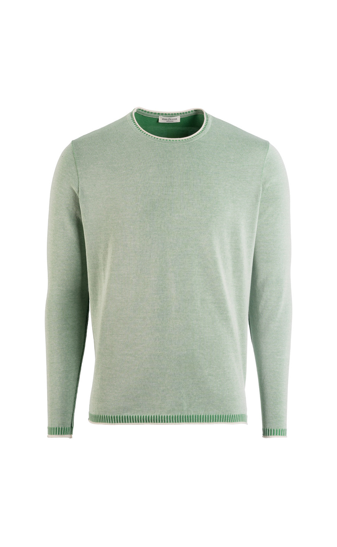 Supersofter, plattierter Rundhalspullover aus feinster Baumwolle, Relaxed Fit