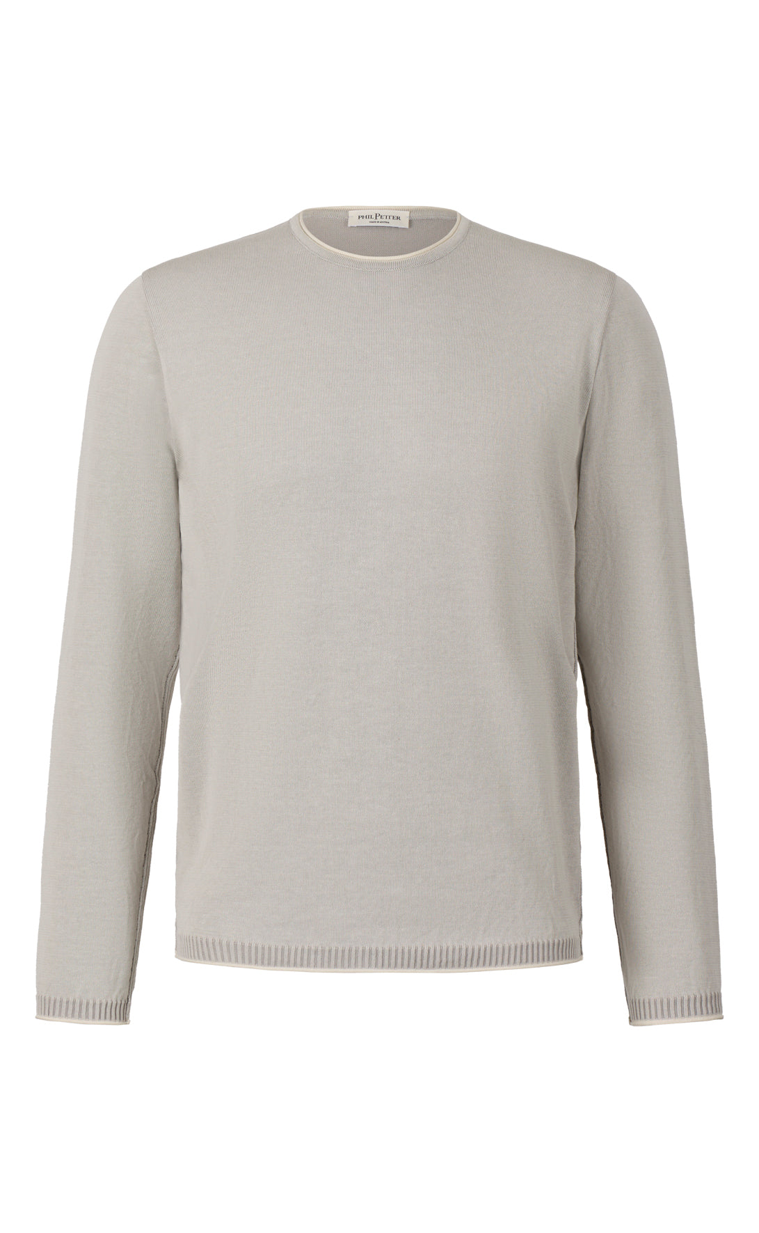 Supersofter, plattierter Rundhalspullover aus feinster Baumwolle, Relaxed Fit