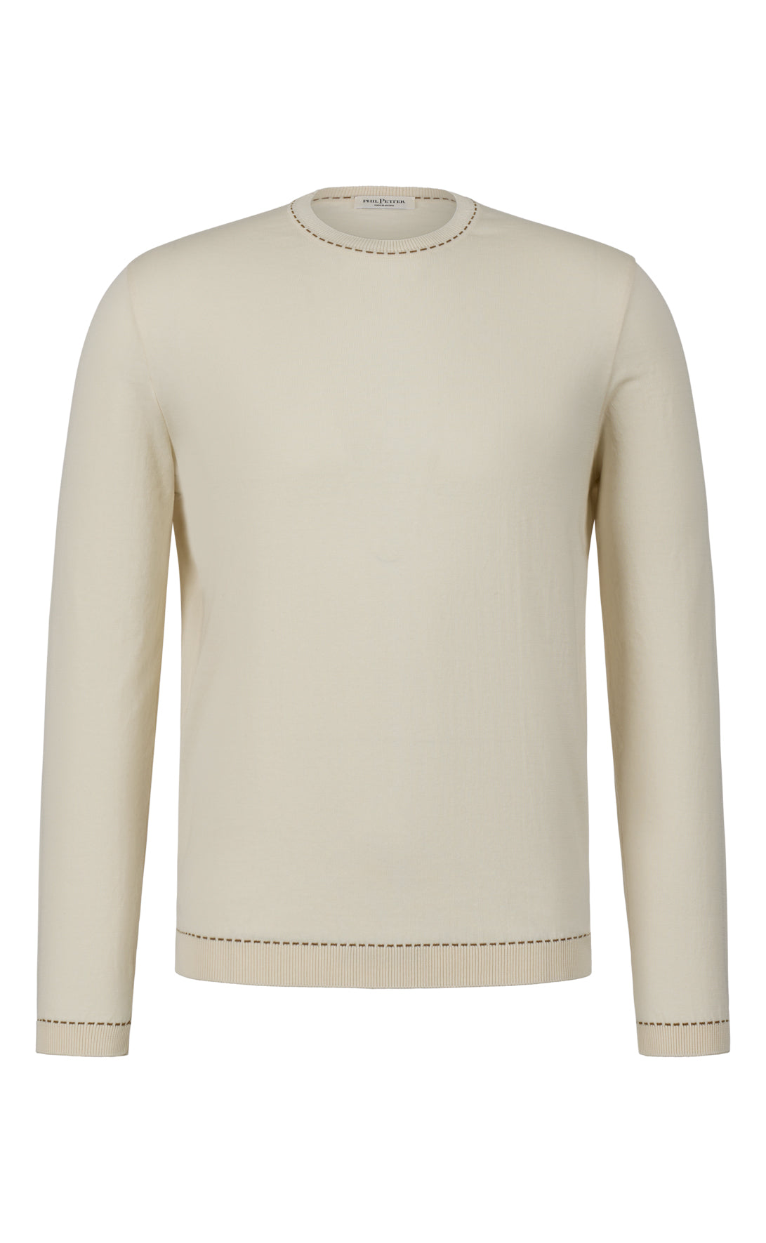 Rundhals-Pullover aus feinster Baumwolle, Relaxed Fit