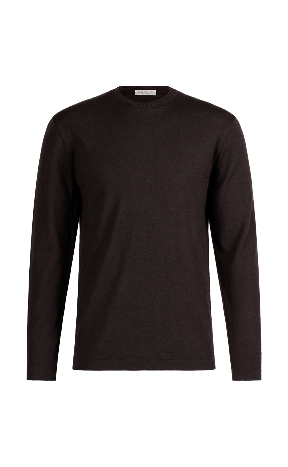 Elegant crew-neck sweater in a premium blend of merino wool and silk, regular fit