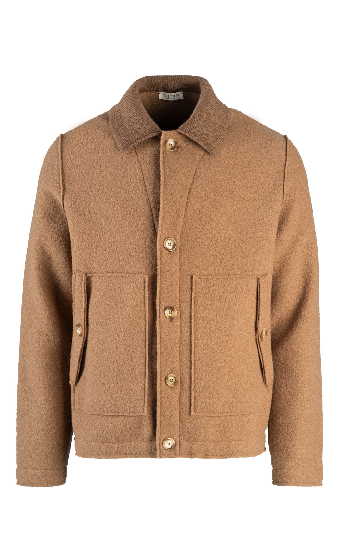 Blouson made of 100% felted merino wool with knitted collar, relaxed fit