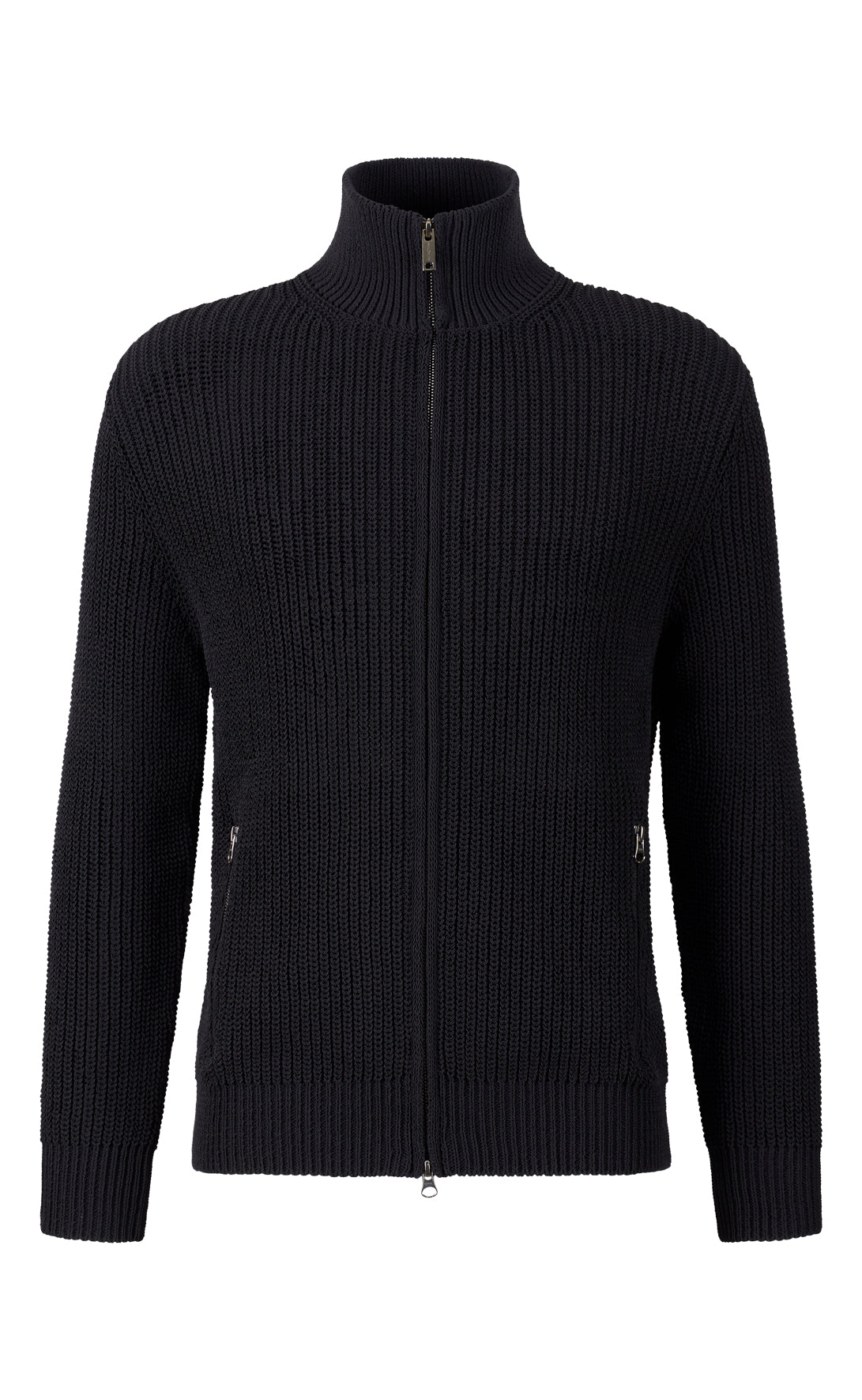 Zip jacket made of technical cotton effect yarn, regular fit