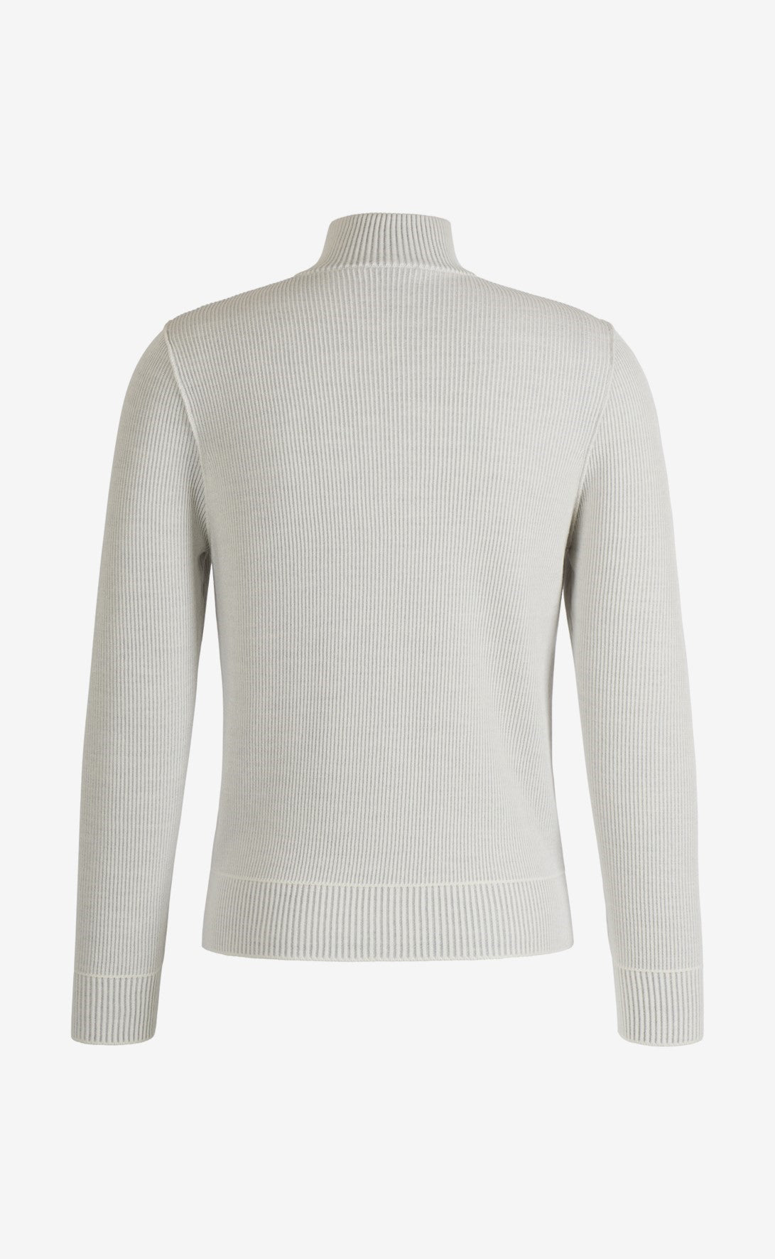 Sportliche Zippjacke aus 2-färbiger Rippe, 100% Merino, relaxed fit