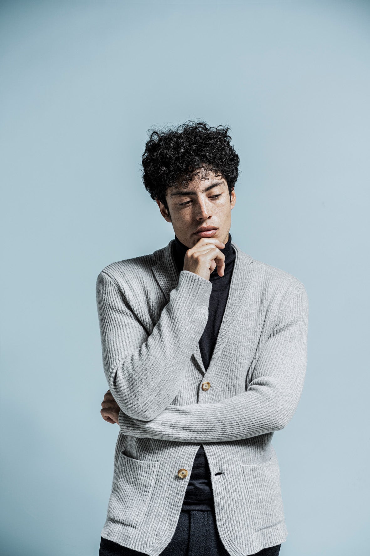 knitted jacket made of cashmere-merino blend