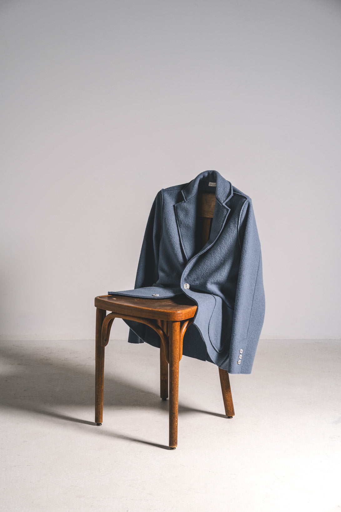 Blazer in pure boiled merino wool, relaxed fit
