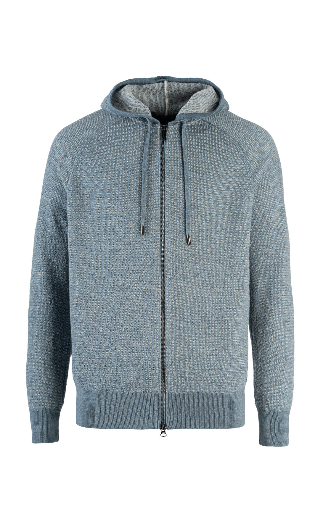 Hooded zip jacket in sweater look made of lightweight merino bouclé yarn, relaxed fit