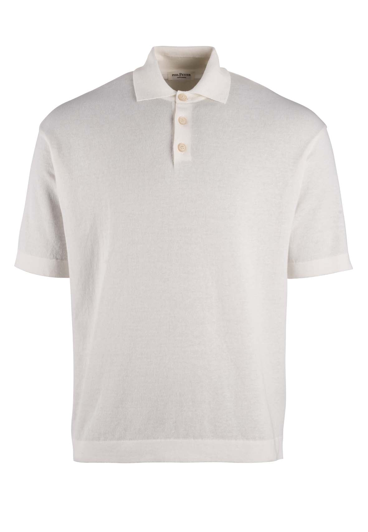 Knitted polo shirt made of finest cotton, short sleeve, relaxed fit