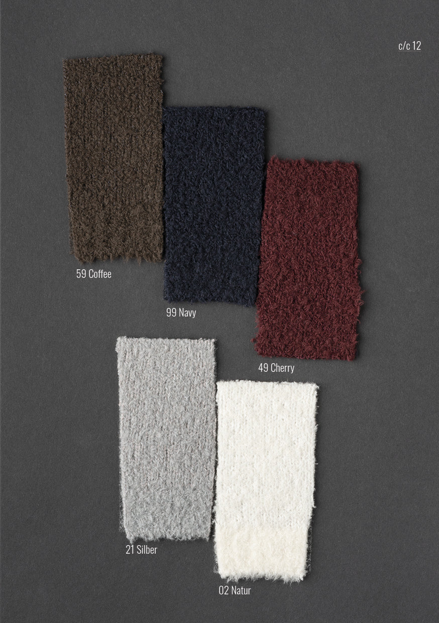 Fake fur-look sweater with polo collar, made from soft, mulesing-free merino wool