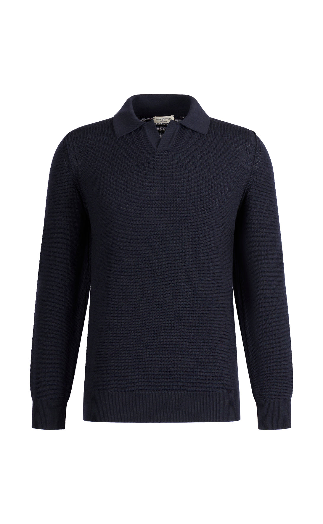 Sporty and elegant: long-sleeve polo in a subtle waffle texture made from the finest merino wool