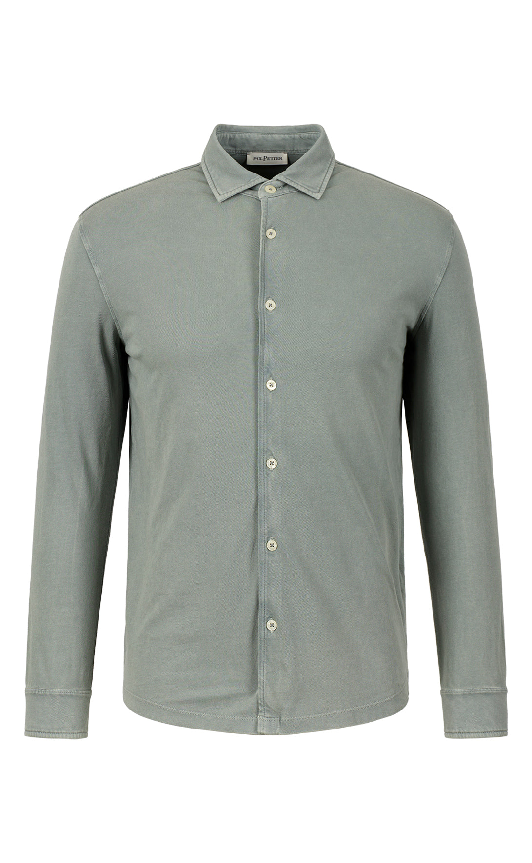 Shirt made of soft cotton piqué, long sleeve, regular fit