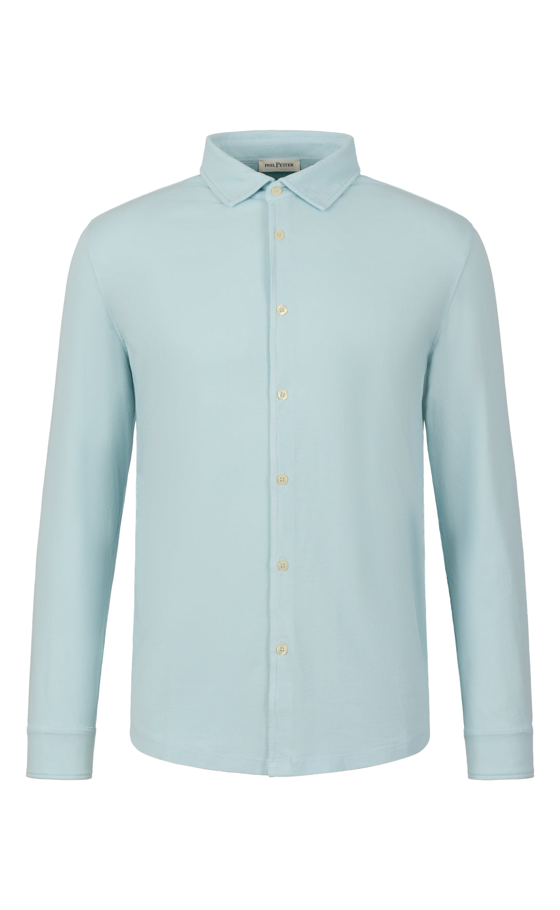 Shirt made of soft cotton piqué, long sleeve, regular fit