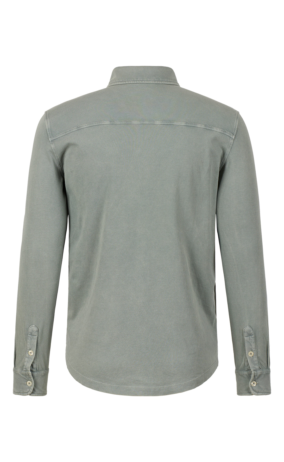 Shirt made of soft cotton piqué, long sleeve, regular fit