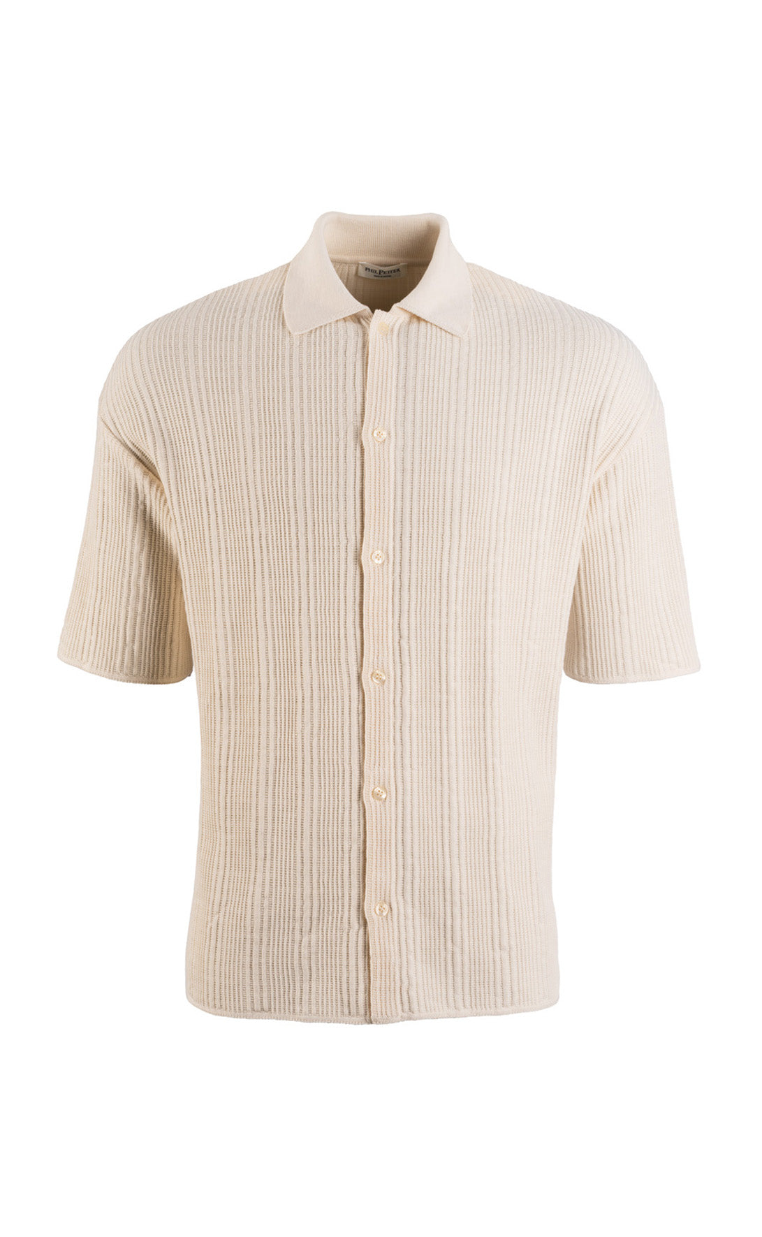 Short-sleeved shirt made from finest cotton, seersucker knit, relaxed fit
