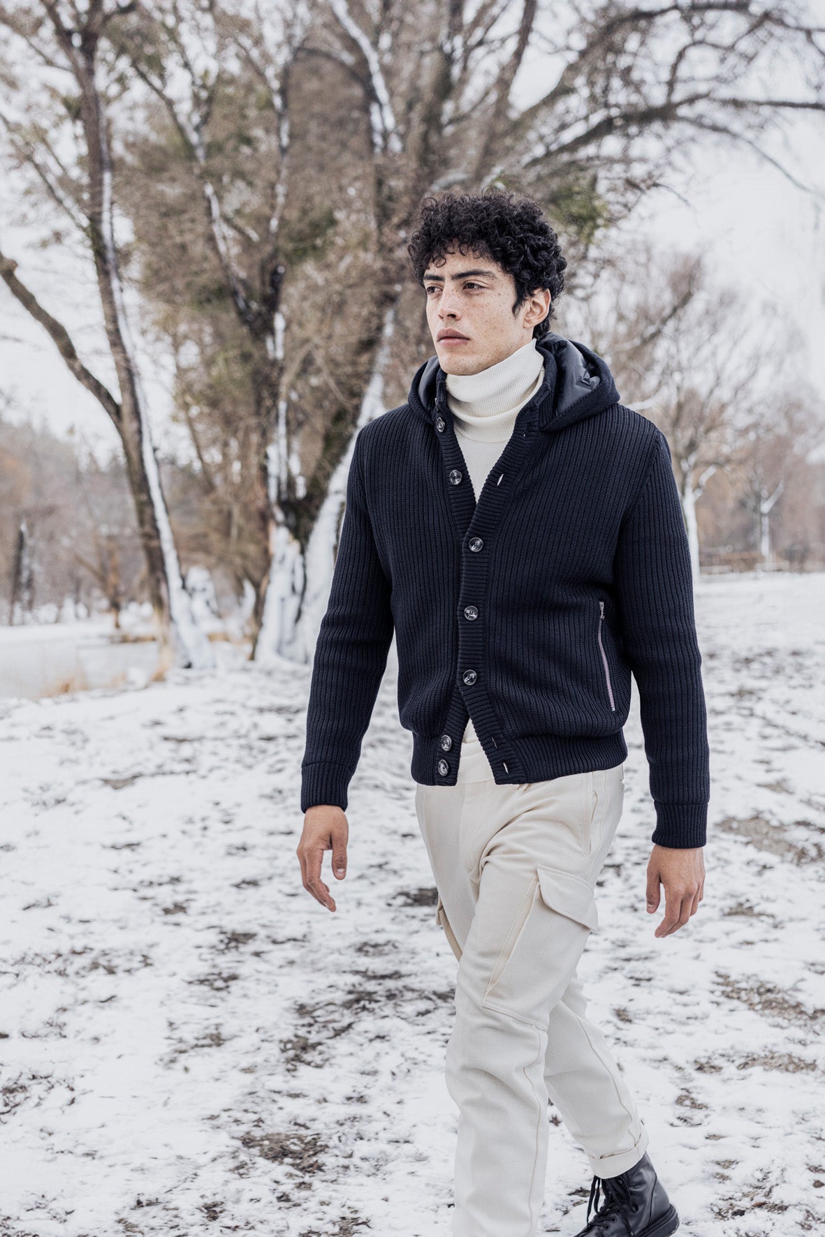 turtleneck sweater made of merino wool with stretch