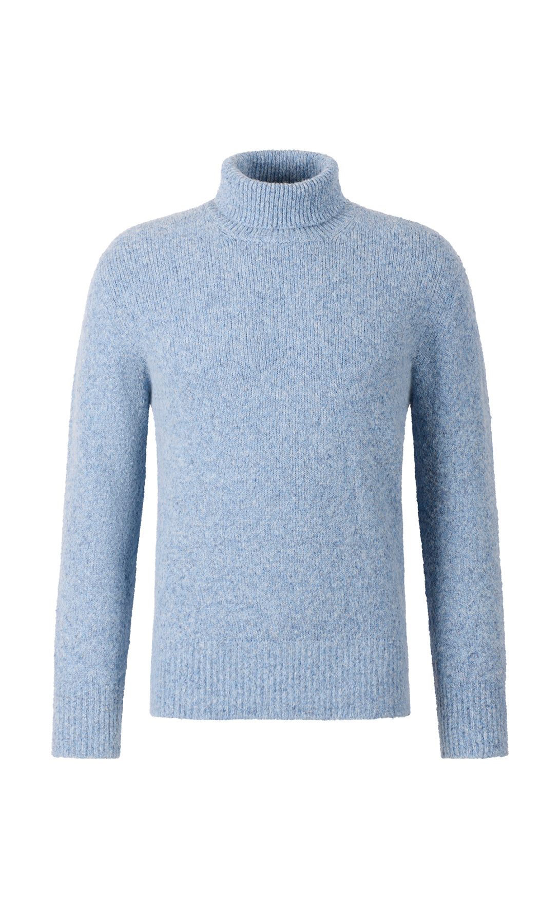 Seamless knitted turtleneck sweater in supersoft tweed yarn, relaxed fit