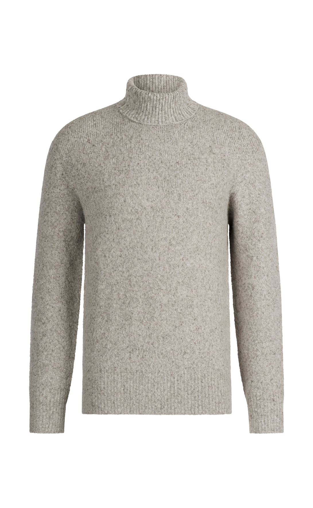 Seamless knitted turtleneck sweater in supersoft tweed yarn, relaxed fit