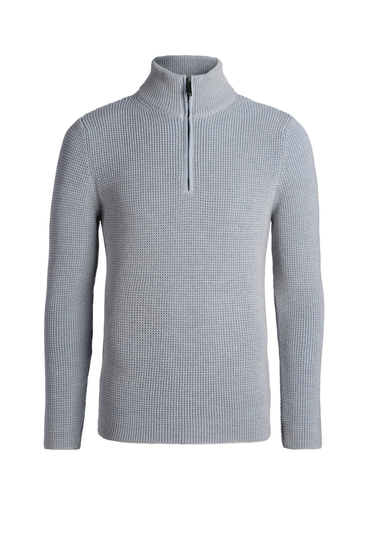 Merino wool zip-up sweater, double pearl catching knit