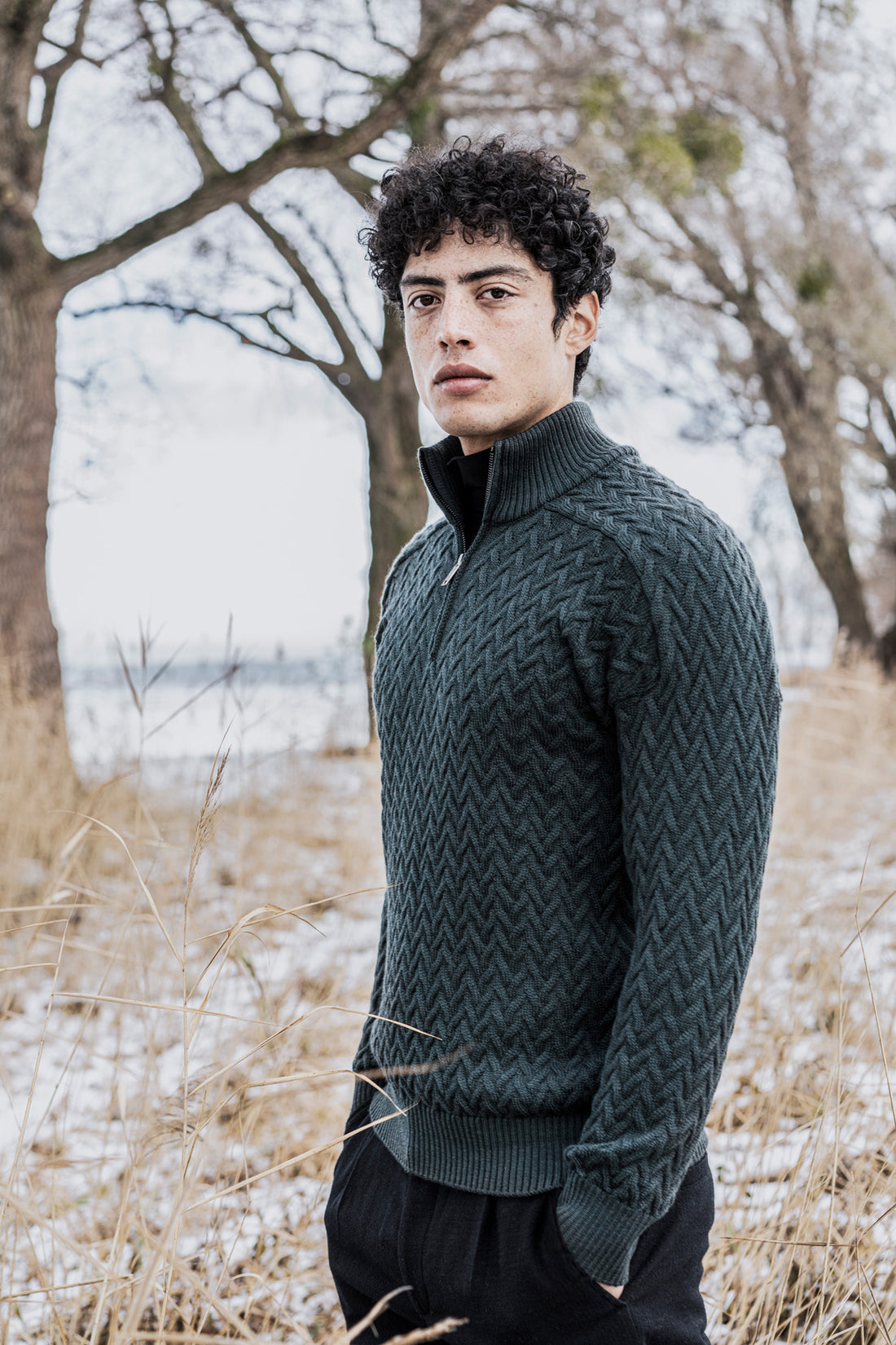 Merino wool zip-up sweatshirt