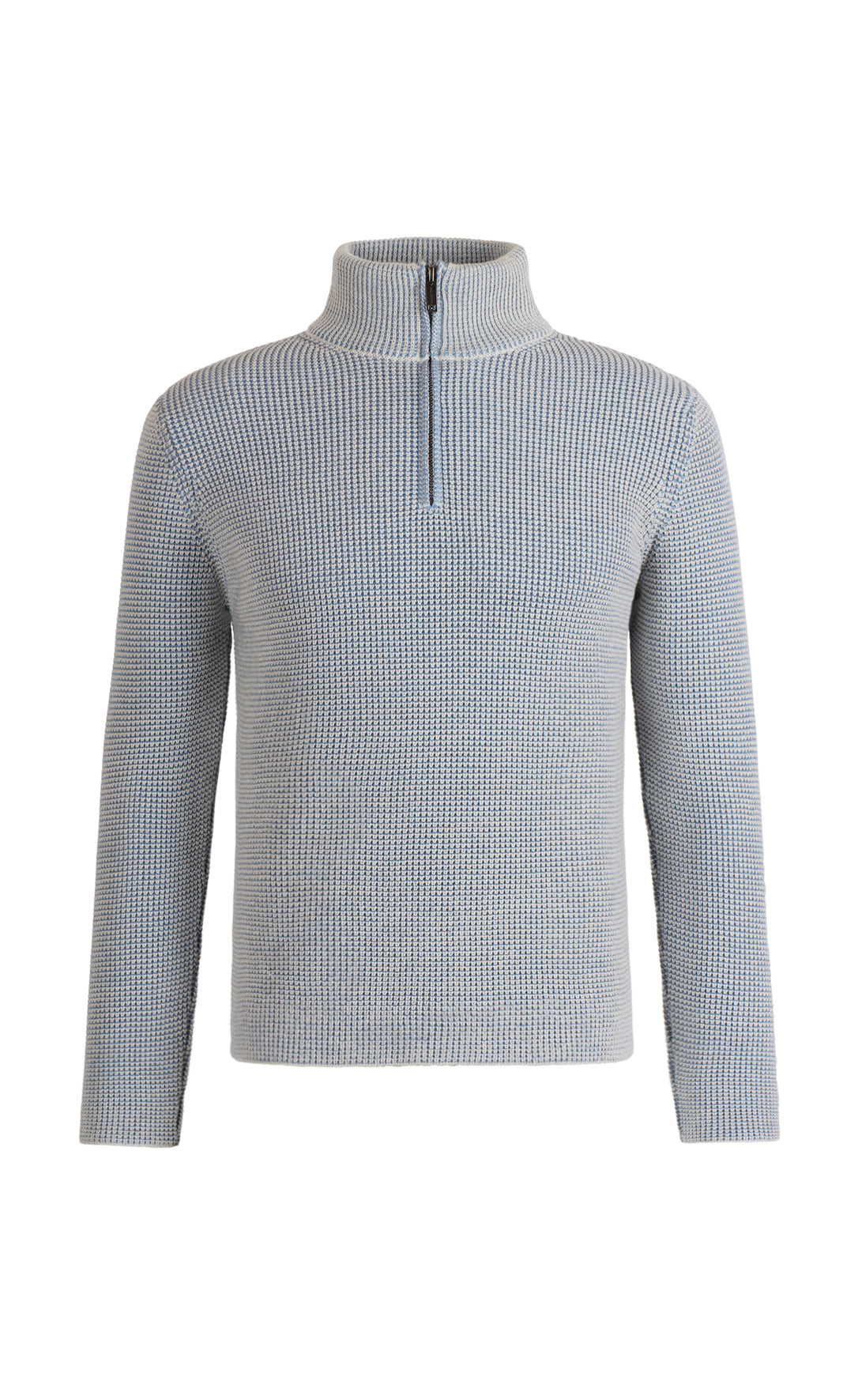 Zip-neck sweater in 10,000-count finest merino wool, regular fit
