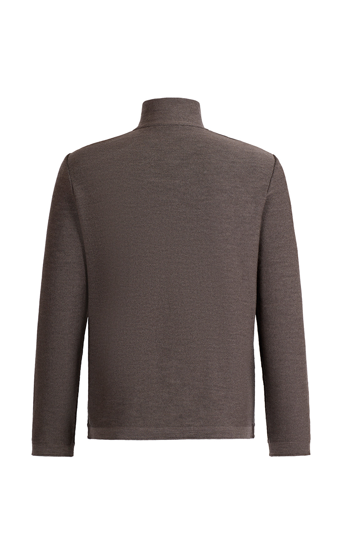Lightweight double-face zip-up sweater: merino wool on the outside, cotton on the inside, relaxed fit