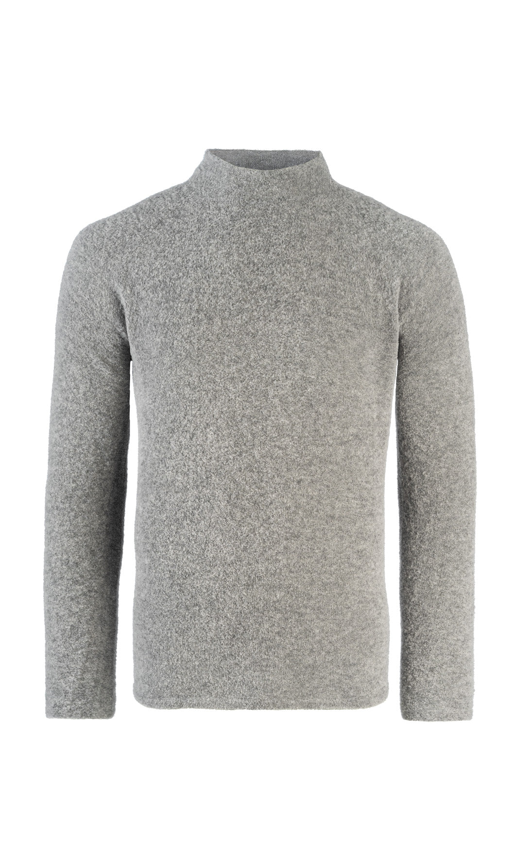 Pullover mit Stehkragen aus leichtem, elastischem Merino-Bouclégarn, regular fit