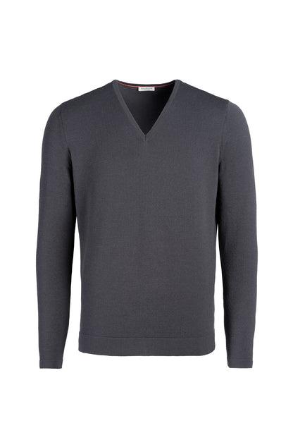 V-neck sweater made of merino stretch, slim fit