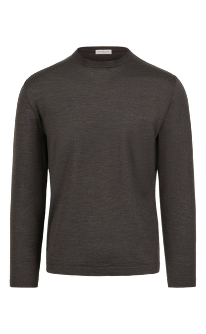 Crew neck sweater made of extra-fine Merino silk, regular fit