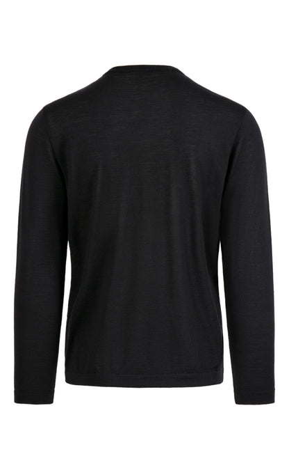 Crew neck sweater made of extra-fine Merino silk, regular fit