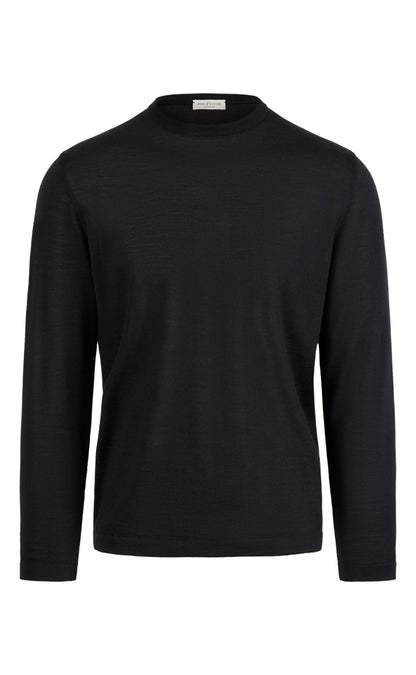 Crew neck sweater made of extra-fine Merino silk, regular fit