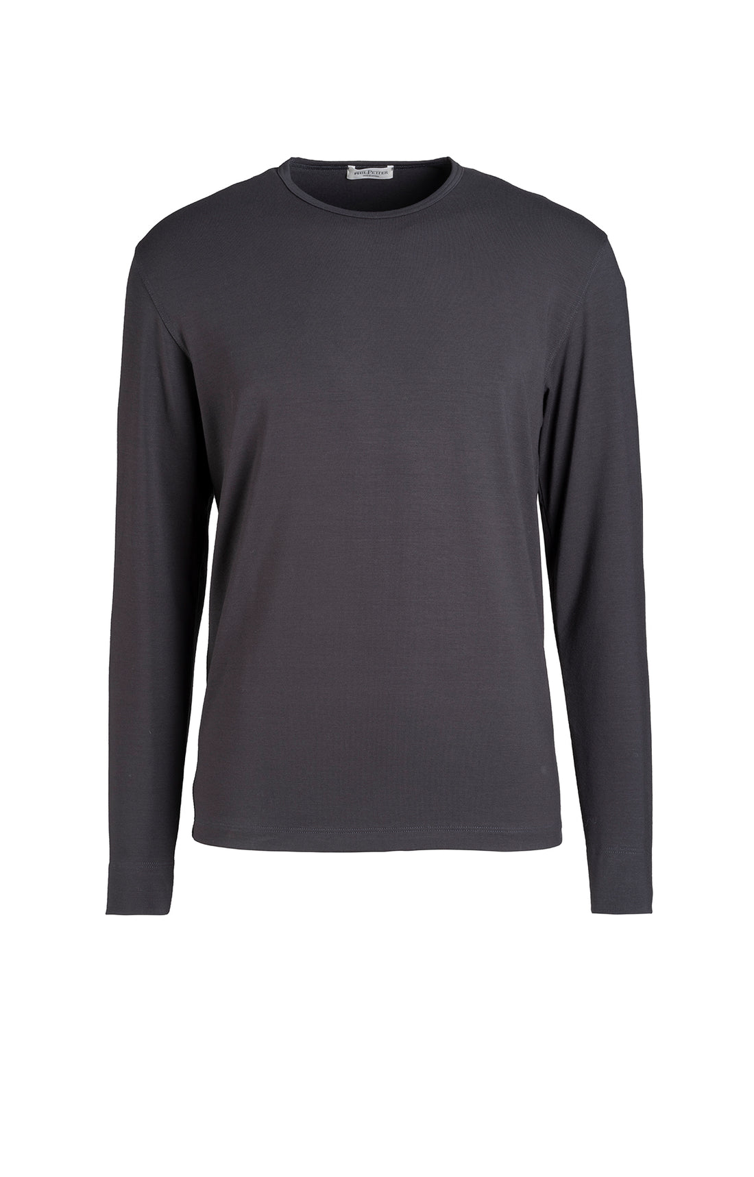 Round neck shirt made of premium jersey, long sleeve, regular fit