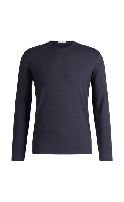 Round neck shirt made of premium jersey, long sleeve, regular fit