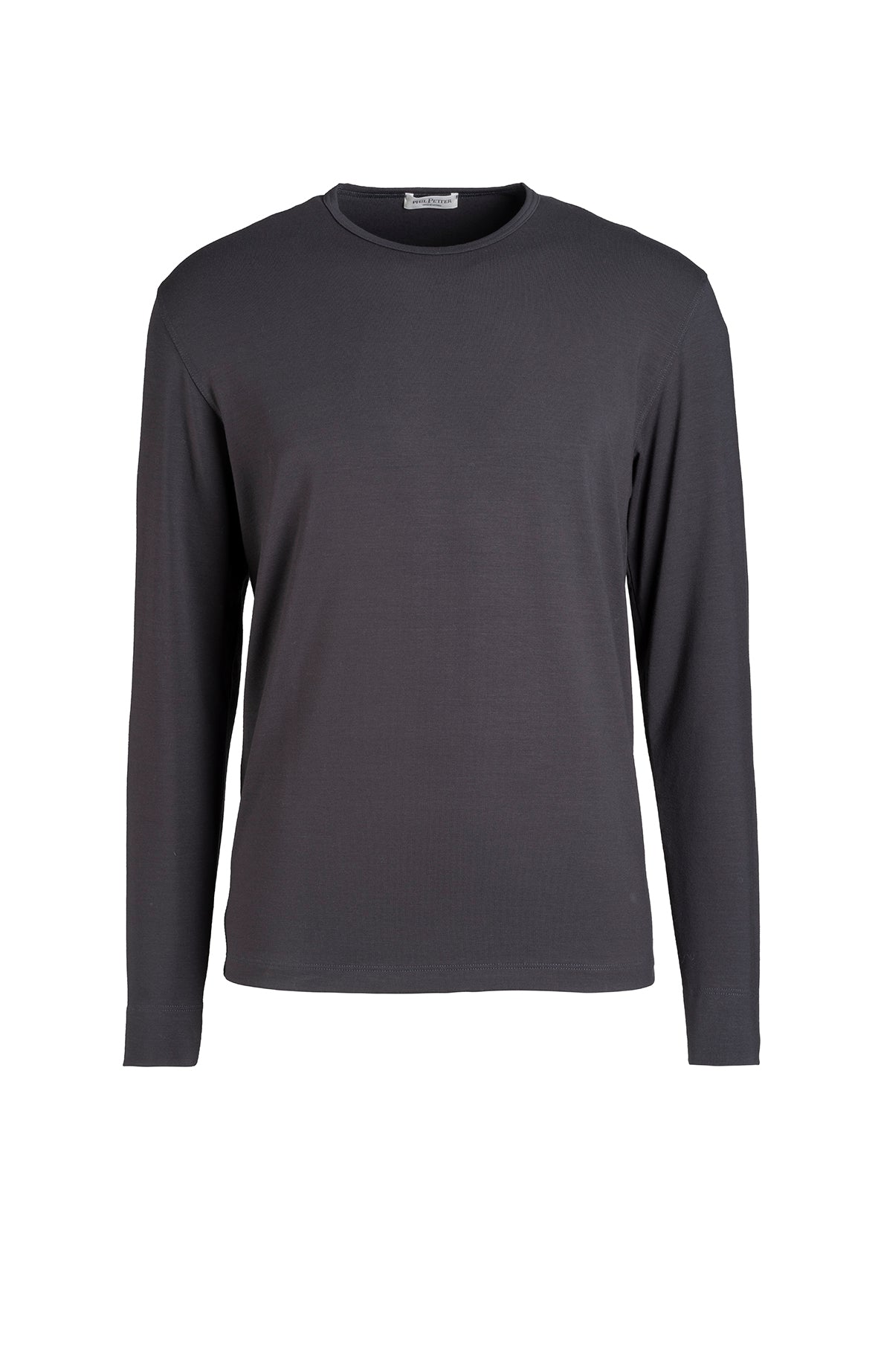 Round neck shirt made of premium jersey, long sleeve, regular fit