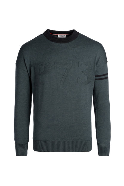 Merino wool round neck sweater, P73 logo