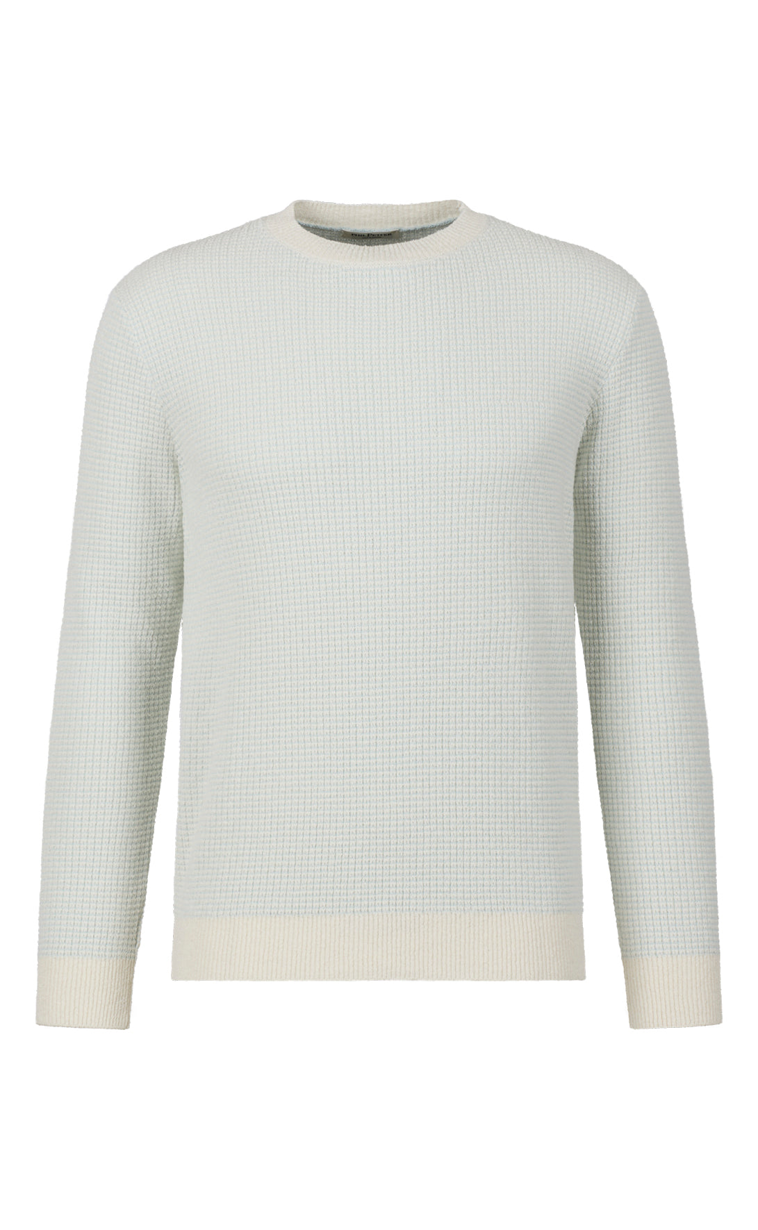 Round neck sweater made of light cotton bouclé and cooling cotton