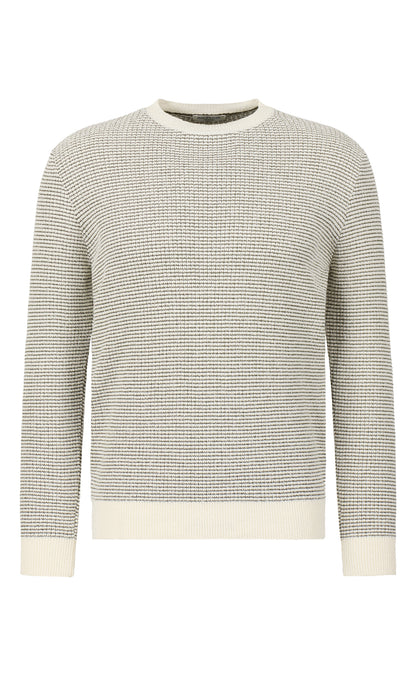 Round neck sweater made of light cotton bouclé and cooling cotton