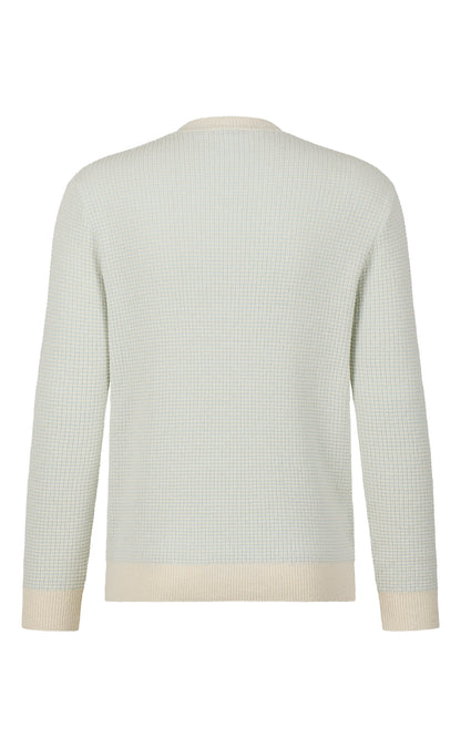 Round neck sweater made of light cotton bouclé and cooling cotton