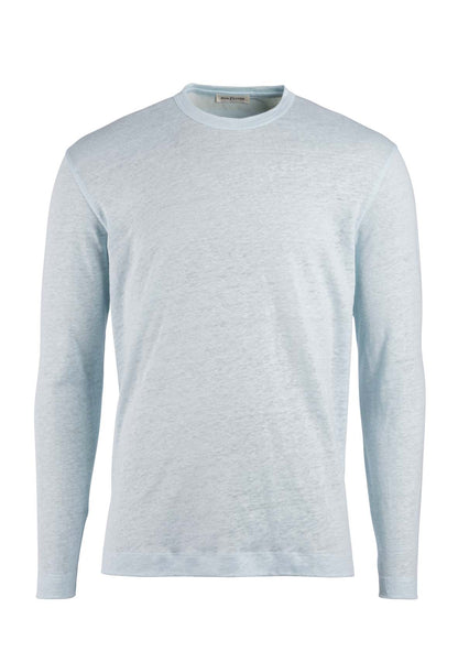 T-shirt made of pure linen, long sleeves, relaxed fit