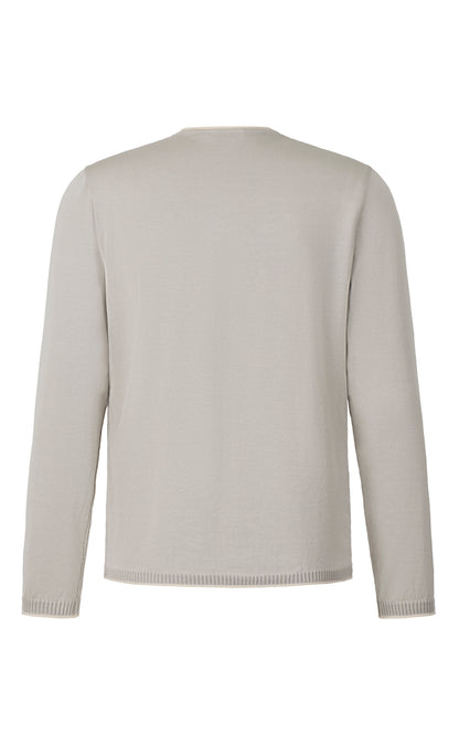 Supersofter, plattierter Rundhalspullover aus feinster Baumwolle, Relaxed Fit