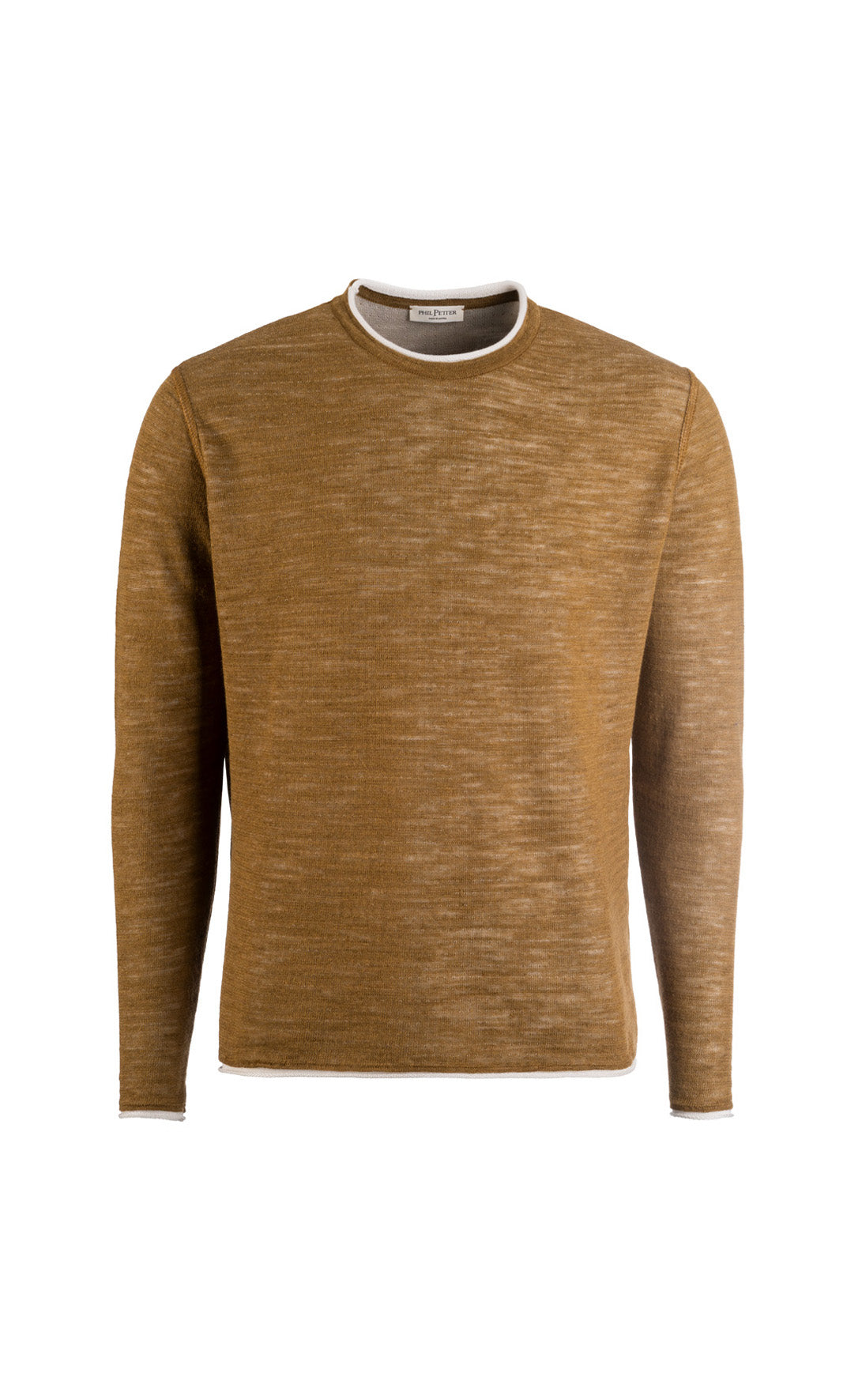 Rundhalspullover aus Leinen-Doubleface, relaxed fit