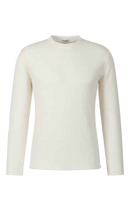 Linen double-face crew neck sweater, relaxed fit
