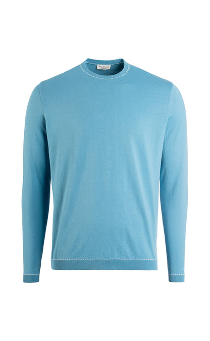 Rundhals-Pullover aus feinster Baumwolle, Relaxed Fit