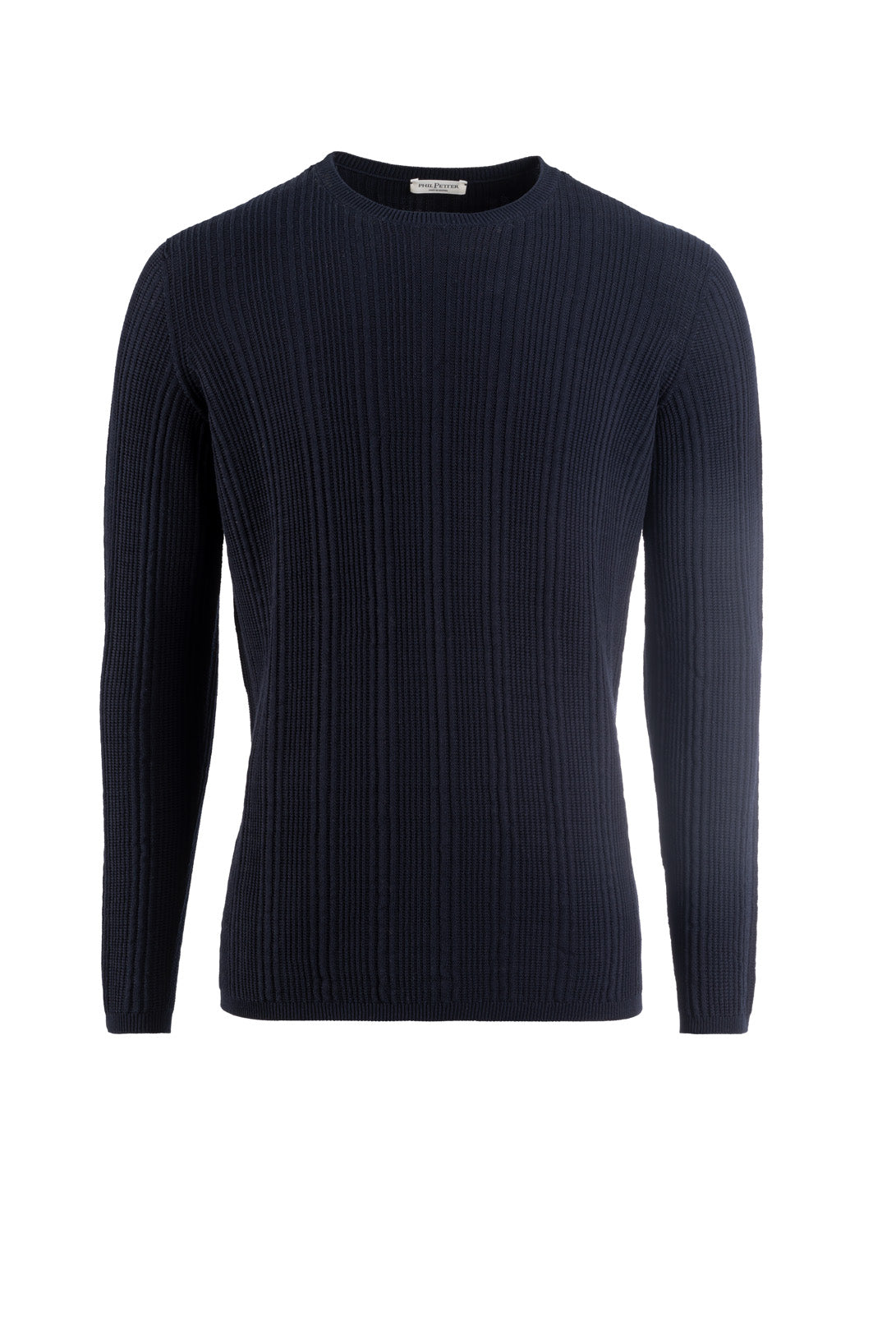 Rundhals-Pullover aus feinster Baumwolle, Seamless, Relaxed Fit